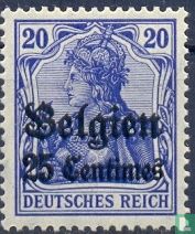 timbres allemands portant l'inscription «Belgien»