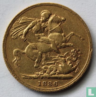 Australia 1 sovereign 1886 (St. George - M) - Image 1