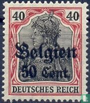 Deutsche Briefmarken mit Aufdruck "Belgien"