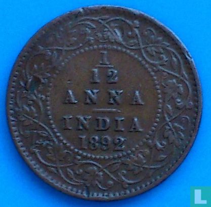 Brits-Indië 1/12 anna 1892 - Afbeelding 1