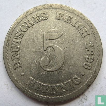 Empire allemand 5 pfennig 1896 (A) - Image 1