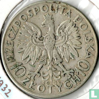 Polen 10 Zlotych 1932 (ohne Münzzeichen) - Bild 1