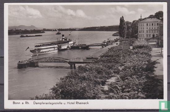 Bonn am Rhein, Dampferanlegestelle und Hotel Rheineck