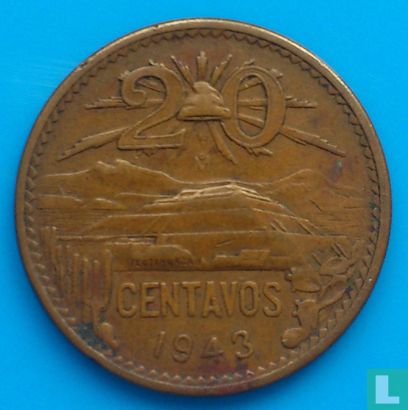 Mexique 20 centavos 1943 (type 2) - Image 1