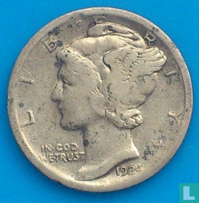 United States 1 dime 1924 (without letter) - Image 1