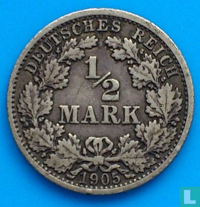 Empire allemand ½ mark 1905 (F) - Image 1