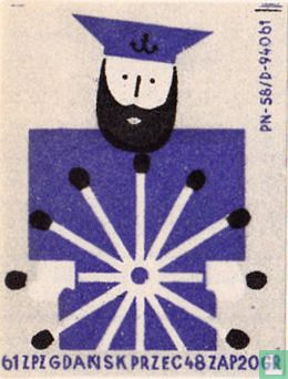 beeld van blauwe man met baard en lucifers