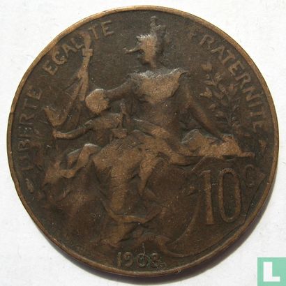Frankrijk 10 centimes 1908 - Afbeelding 1