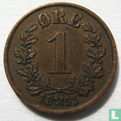 Noorwegen 1 øre 1891 - Afbeelding 1