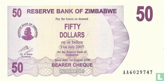 Zimbabwe 50 Dollars 2006 - Image 1