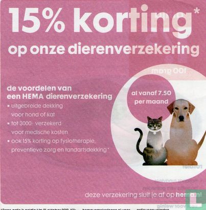 15% korting op onze dierenverzekering