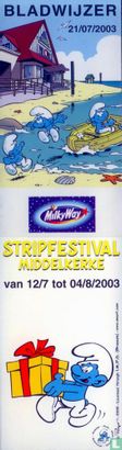 Bladwijzer Lolsmurf Stripfestival Middelkerke