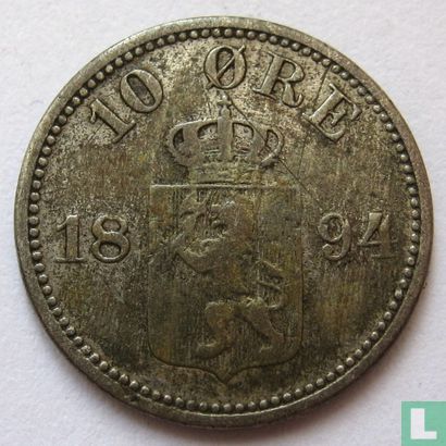 Norwegen 10 Øre 1894 - Bild 1