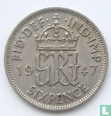 Royaume-Uni 6 pence 1947 - Image 1
