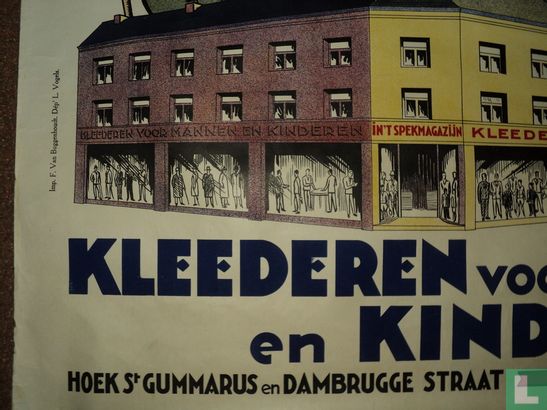 In`t spekmagazijn Kleederen voor Mannen en Kinderen. Antwerpen,1931 Litho - Bild 2