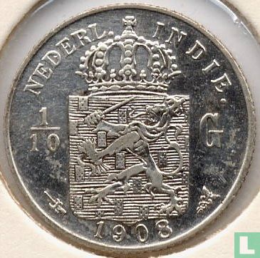 Nederlands-Indië 1/10 gulden 1908 - Afbeelding 1
