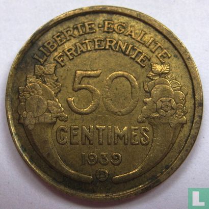 Frankrijk 50 centimes 1939 (met B) - Afbeelding 1