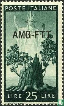 Italiaanse postzegels, met opdruk AMG-FTT