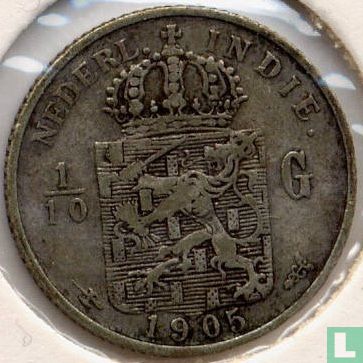 Nederlands-Indië 1/10 gulden 1905 - Afbeelding 1