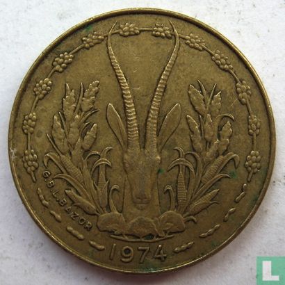 États d'Afrique de l'Ouest 5 francs 1974 - Image 1