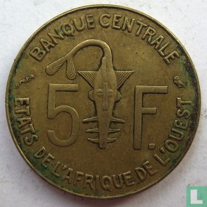 États d'Afrique de l'Ouest 5 francs 1974 - Image 2