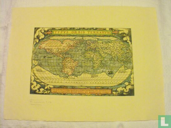 Wereldkaart. Handgekleurde kopergravure naar Fr. Hogenberg. Ca. 1570. - Afbeelding 2