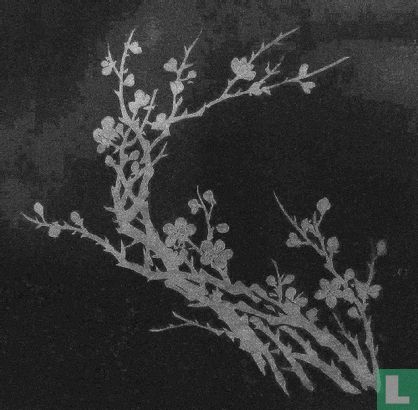 Mah Jongg Been&Bamboe Zwartgelakt Chinees kistje met zilverkleurige beschildering - Image 2