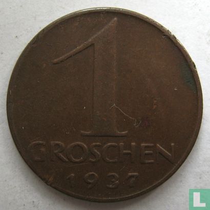 Austria 1 groschen 1937 - Image 1
