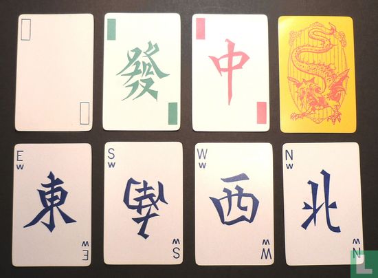 Mah Jongg Kaarten Kartonnen staand doosje met fiches 'Man-Chu' - Bild 3