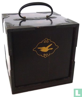 Mah Jongg Been&Bamboe Bijzonder Japans, zwartgelakt 5-laden kistje met Mus - Image 1