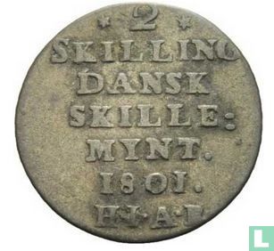 Danemark 2 skilling 1801 (HIAB) - Image 1