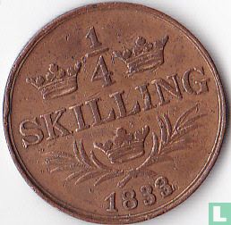 Zweden ¼ skilling 1833/32 - Afbeelding 1