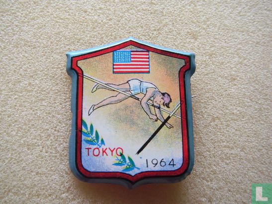 Tokyo 1964 (polsstokhoogspringen - Amerikaanse vlag) [blauwe rand]
