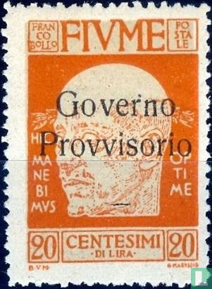 Gabriele d'Annunzio, with overprint