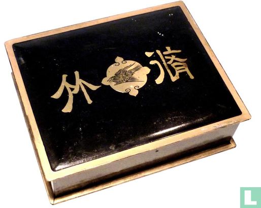 Mah Jongg Bamboe Zwart-gouden blikken doos met klepdeksel - Afbeelding 1