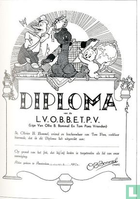 Diploma Liga Van Ollie B. Bommel En Tom Poes Vrienden