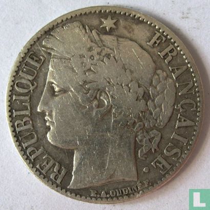 France 1 franc 1872 (small A) - Image 2