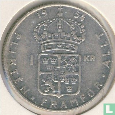 Sweden 1 krona 1954 - Image 1