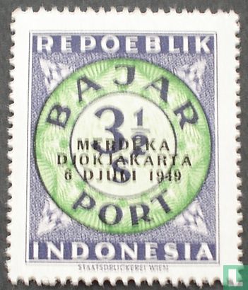 Figure in double circle with overprint
