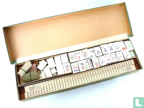 Mah Jongg Amerikaans Algemeen Kartonnen langwerpige doos met houten latten 'Pe-Ling' - Image 2