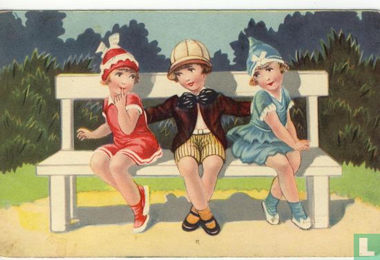 Drie vriendinnetjes op een bank - Afbeelding 1