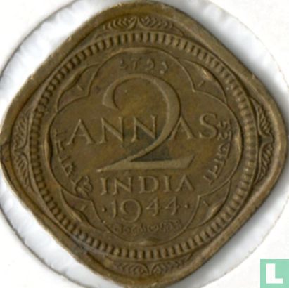 British India 2 annas 1944 (Bombay - type 1) - Image 1