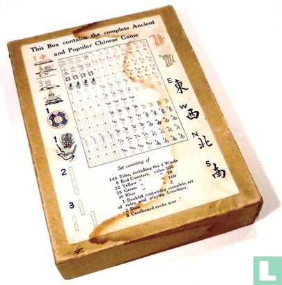 Mah Jongg Amerikaans Algemeen Kartonnen doos met alle stenen op etiket - Afbeelding 1