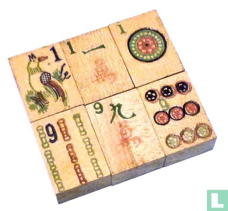 Mah Jongg Amerikaans Algemeen Bruinrode kartonnen 5-laden doos met draak - Afbeelding 3