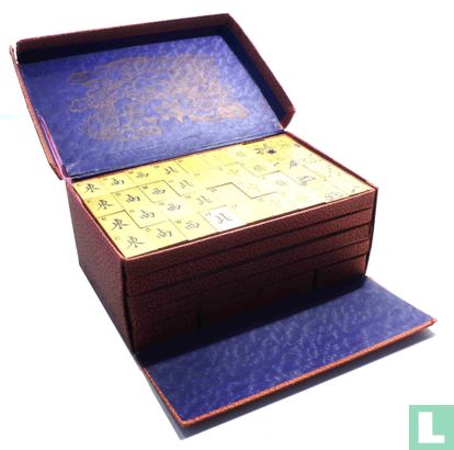 Mah Jongg Amerikaans Algemeen Bruinrode kartonnen 5-laden doos met draak - Afbeelding 2