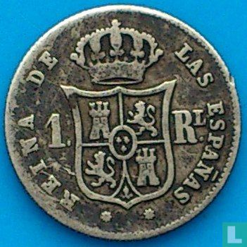 Espagne 1 real 1857 (étoile à 8 pointes) - Image 2