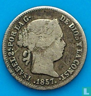 Espagne 1 real 1857 (étoile à 8 pointes) - Image 1