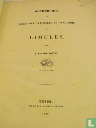 Recherches sur l'histoire naturelle et l'anatomie des limules - Image 1