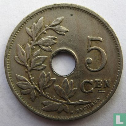 Belgium 5 centimes 1922/12 (NLD) - Image 2