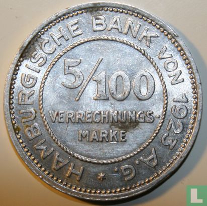 Hamburg 5/100 verrechnungsmarke 1923 - Afbeelding 1